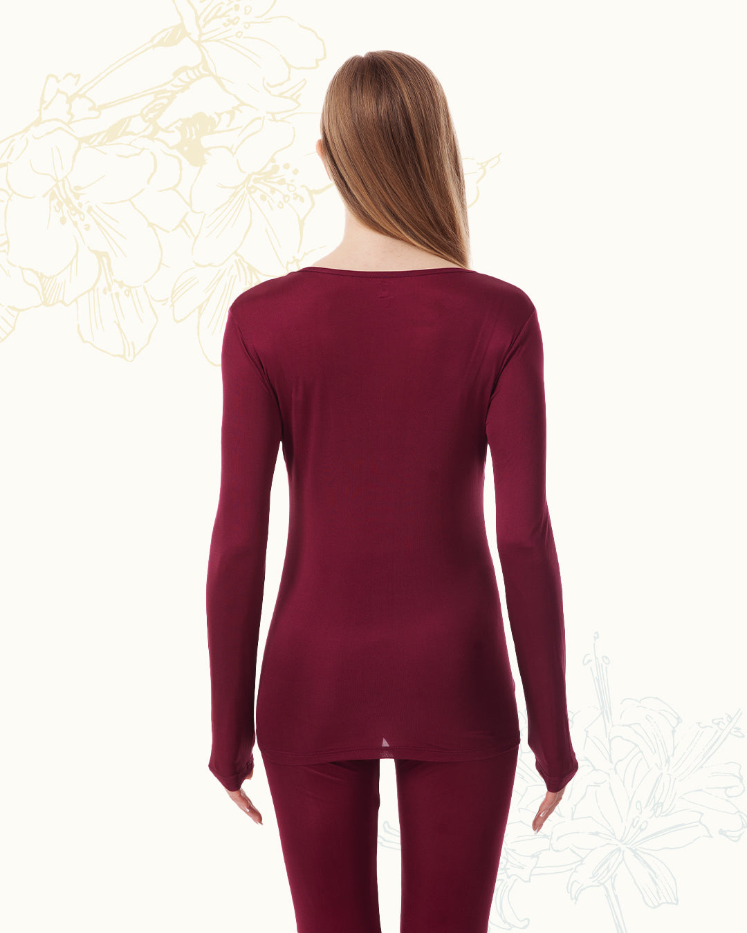 Women's Pure Silk Long Sleeve Round Neck Top