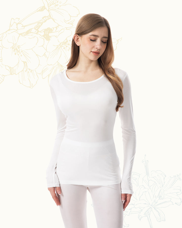 Women's Pure Silk Long Sleeve Round Neck Top